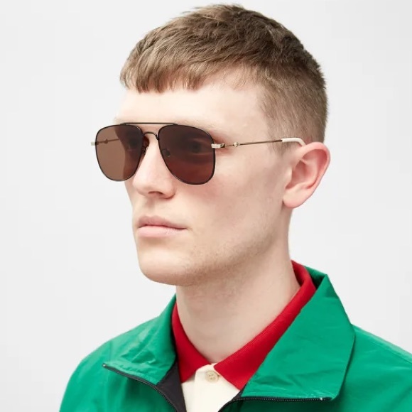 NEW GUCCI GG0514S 002 UNISEX BLAXK BROWN AVIATOR SUNGLASSES GUCCI - Picture 11 of 15